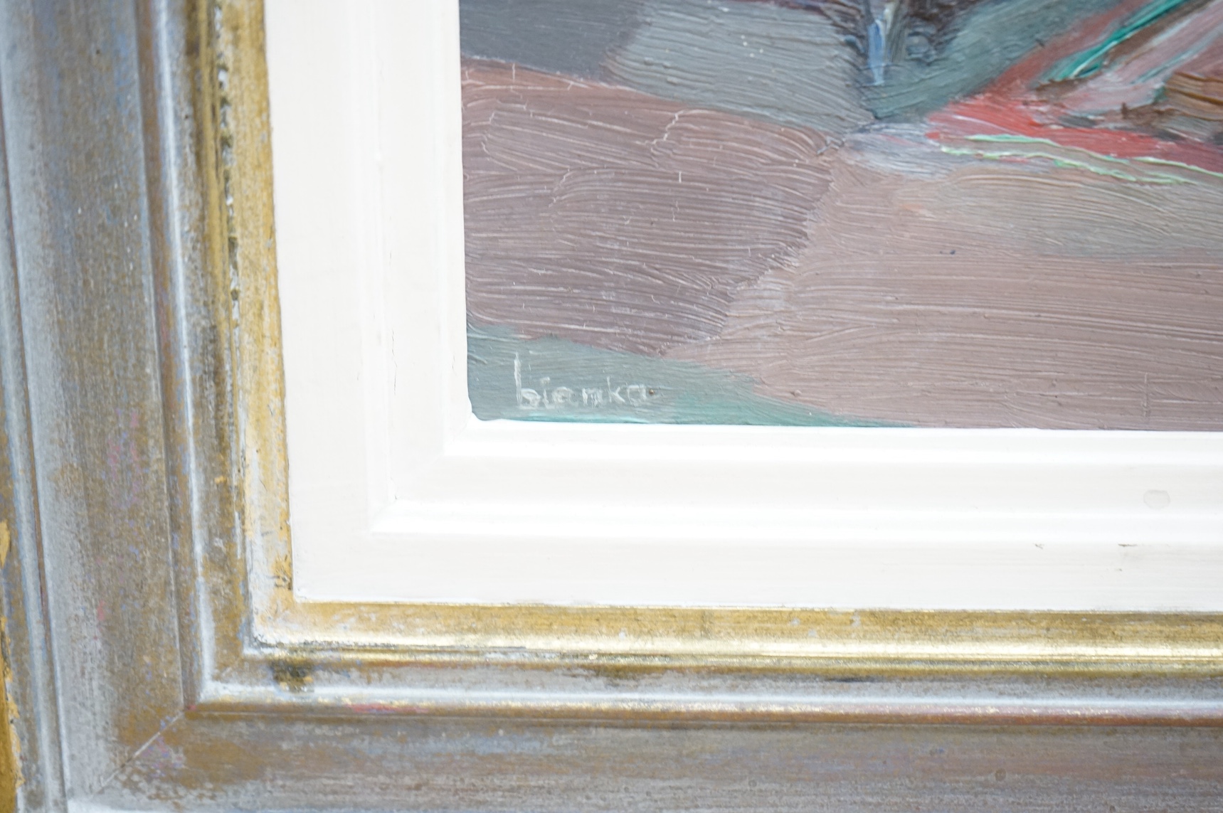 Dora Blanka (Dorota Kumcemblanka, 1895-1979), oil on board, Interior scene, signed, inscribed verso, 39 x 31cm. Condition - good